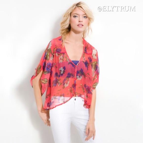 Free People Tops - Free People Kataomi Floral Kimono Sleeve Blouse